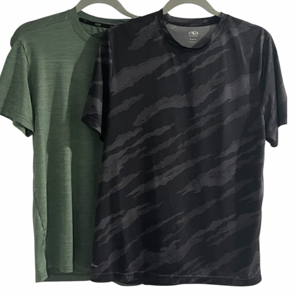 Bundle men’s size M Puma Men's Green and Athletic Works Black Short Sleeve Tees - Picture 2 of 9